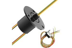 Youmile Capsule Slip Ring, V-groove Ring 12.5mm Signal Transmit Electrical CIRCUITSx2A 360° Rotary Joint 300Rpm 240VAC 6 Wires For Monitor Robotic Electrical Test Equipment Monitoring System