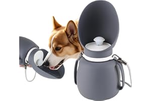 NAMSAN Butelka na napoje dla psów, 800 ml, na podróż, składana, przenośna, dla zwierząt domowych, do aktywności na świeżym powietrzu, szara