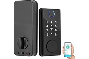 Xenocam Cerradura inteligente de puerta de huellas dactilares 5 en 1, cerradura de puerta de entrada sin llave, cerradura de puerta inteligente con control de aplicación, cerradura electrónica