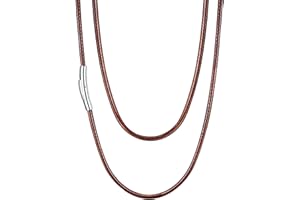 U7 Kette für Damen Herren 2mm/3mm Schwarz/Braun geflochtene Wachsschurkette Kunstlederkette Edelstahl Verschluss Trendig Simpel Modeschmuck für Männer Frauen 41cm/46cm/51cm/55cm/61cm/66cm/71cm/76cm