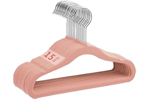 MangoKit Grucce Appendiabiti in Velluto,15 Pezzi,per Bambini per Nido e Armadio, Appendiabiti per Neonati e Cappotto per Bambini,Salvaspazio,Ganci Girevoli a 360 gradi,Durevole（Rosa)