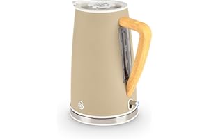 Swan SK14610OAT Nordic Cordless Jug Kettle with Fast Boil Technology, Overheat Protection, Soft Touch Handle, 1.7L, 3KW, Oatmeal, White
