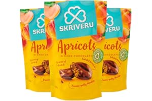 SKRIVERU Skrīveru Apricots in Dark Chocolate (3 * 110g) – Whole Dried Apricots Covered in Belgian Cocoa, Natural Source of Vitamin A, No Artificial Additives, Fully Recyclable Packaging (3)