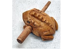 RULUTI Home Office Decor Deluxe Craft Wooden Lucky Frog Croaking Musical Instrument Tone Block Art Figurines Decorative Miniatures Giftwooden Frog Musical Instrument Wood Percussion