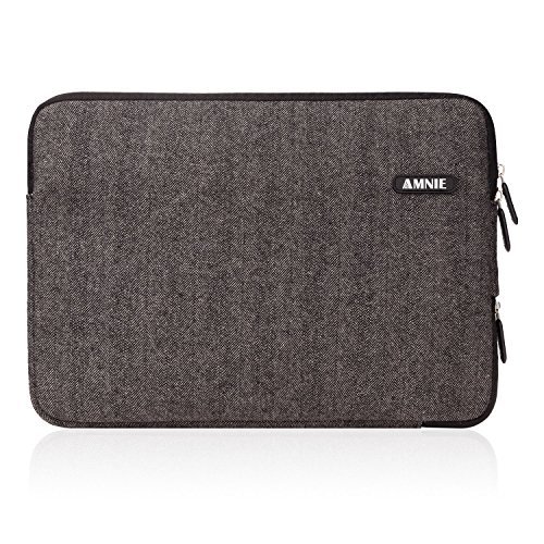 [Beste tragbare Laptop-Tasche aller Zeiten] AMNIE Herringbone Woollen wasserresistente 33-33,8 cm (13-13,3 Zoll) Laptop-Tasche / MacBook Tasche / Computer-Tasche / Netbook Tasche / Aktentasche / Ultrabook Tasche / Taschen-Abdeckung / Überzug, schwarz - 2
