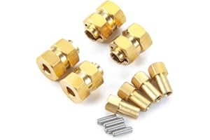 ZuoLan Brass 7mm Wheels Hex Hub +4mm Extension Hex Drive Adapter for 1/24th Axial SCX24 Deadbolt Bronco Gladiator RC Crawler Car Upgrades Accessories