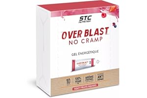 STC NUTRITION - Over Blast® No Cramp - Gel énergétique pour le sport - Nutrition sportive - Limite les sensation de lourdeurs dans les jambes - Texture liquide - 10 dosettes - Goût Fruits Rouges