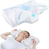 HOMCA Almohada Cervical de Espuma Viscoelastica, Almohada Ortopedica para Soporte de Cuello, Almohadas Ergonómico para Dormir