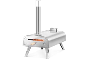 BIG HORN OUTDOORS Pizza Ovens Wood Pellet 12” Pizza Oven Cooking Pizza Maker Portable Pizza Grill (Sliver 16 inch)