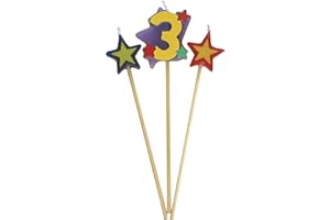 Unique Party 34043 - Number 3 Star Birthday Candles Set of 3