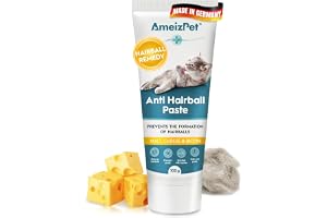 AmeizPet Hårbollslösning för Katter, Anti-Hårboll Maltpasta för Päls, Behandling för Katter med Lång & Kort Päls med Taurin &