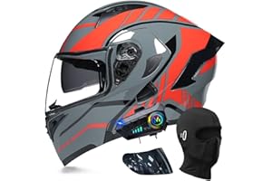 ACLFFSHOP Bluetooth Modulable Casque Moto Homologué ECE, Flip Up Casque Adulte Moto avec Double Visière pour Anti-Collision Casque Scooter Casque Integral Modulable pour Homme Femme M~XXL
