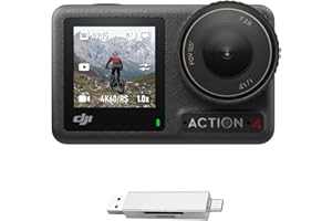 DJI Osmo Action 4 Standard Combo - 4K/120fps Waterproof Action Camera with a 1/1.3-Inch Sensor, Stunning Low-Light Imaging, 10-bit & D-Log M Color Performance, Long-Lasting 160 Mins, Outdoor Camera