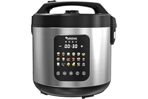 TurboTronic MultiKocher DMC18 neues 2024 Modell 5L mit Schongarer 860W Elektrisch, Dampfgarer, Reiskocher, Slow Cooker & 18 P