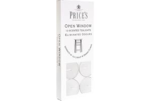 Price's - Open Window Tealights - Pack of 10 - Odour Eliminating Tealights - Made with Lily, Violet and Orange Flower Extracts - Clean, Fresh, Quality Fragrance - Long Lasting Scent
