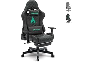 ‎SYMINO symino Gaming Stuhl Ergonomischer Bürostuhl Racing Stil Schreibtisch Stuhl mit 3D Armlehne, Vintage Style PU Leder PC Stuhl mit Fußstützen（Black）