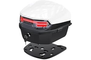 ‎LESANM LESANM 35L Motorrad Topcase, Motorrad Daily Tail Box Trunk Lockable Storage Carrier Kunststoffkoffer mit weicher Rückenlehne Universalhalterung für Helm Gepäck, Wasserdicht Motorrad Top Box - weiß