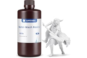 ANYCUBIC Water-Wash Resin, Żywica do Drukarek 3D, nie wymaga dodatkowego alkoholu i łatwa w czyszczeniu, o słabym zapachu, do drukarek 3D z żywicą LCD, Biały 1000g