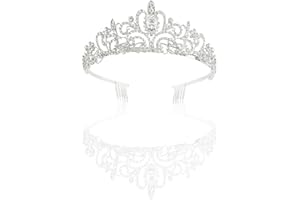 TSHAOUN Tiara Corona de Cristal con Diamantes de Imitación Peine, corona de cristal y peine de plata para novia, de Boda Desfiles Niña Princesas Fiesta de Cumpleaños Diadema Mujer (Silver)