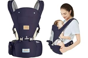 Porte-bébé Physiologique avec Siège de Hanche,Porte-bébé Nouveau-né Ergonomique et Confortable,Echarpe de Portage Bebe Convient aux Bébés de 3 à 36 Mois, de 3.6 à 18 KG