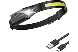 LONGYIFA LED Head Torch Rechargeable, LED Headlamp Running Head Torch Headlight with Motion Sensor Water-Resistant Lightweight Head Flashlight for Running Cycling Camping Dog Walking Fishing Hiking