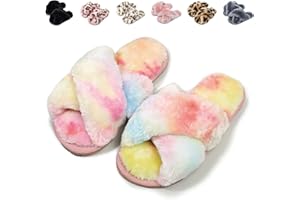 Fadezar Cute Slippers for Girls Warm Plush Home Slippers Kids Fluffy Sliders Slippers Winter Indoor House Shoes