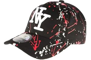 Hip Hop Honour Casquette NY Noire et Rouge Style Tags Streetwear Baseball Paynter - Taille: Taille Unique - Couleur: Rouge - Mixte