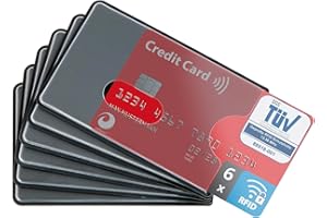 valonic Custodia RFID Blocker – 6 pezzi – Certificazione TÜV – Plastica – Trasparente – Custodia NFC – Custodia per carte di credito e carte di credito, trasparente, 6x Seiteneinschub, Porta carte di