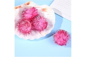 GreatRise 4 cm Pompoms with Glitter Round Pompom Pom Pom Sequins Balls Christmas Pom Pom Faux Fur Bobble Faux Fur Bobble for Funny DIY Creative Crafts Rose Red Pack of 20