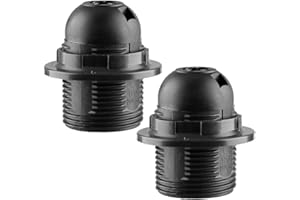 Tabanzhe E27 Lamp Holder Black 2PCS E27 Light Bulb Holder Edison Screw Bulb Socket Fitting with Shade Lampshade Ring for Table Ceiling Pendant Light Fittings Parts