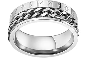 FORIS Spinning Viking Rings Personalised Norse Runes Fidget Ring for Anxiety Stainless Steel Nordic Rings for Men Rings Women Rings Size L-Z ,Silver Anxiety Rings for Women