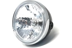 Alchemy Parts Motorbike 8" Inch Headlight 12V 55W Steel Retro Classic Old School Look (Black)