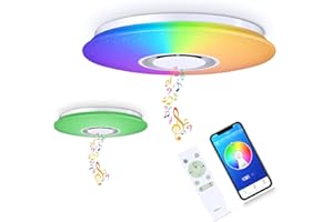 CHYSONGOODS 50CM 48W Sternenhimmel WIFI Musik Led Deckenleuchte Kompatibel Mit Amazon Alexa Google Home deckenlampe Mit bluetooth lautsprecher, RGB Farbwechsel Und fernbedienung Dimmbar Für Schlafzimme