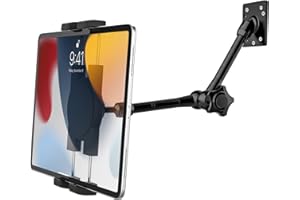 woleyi Soporte Pared Tablet Ajustable, Soporte iPad Pared Giratorio con Brazo Articulado, Porta Pared para Cocina Cama Mostrador para iPad Pro Air Mini, Switch, Lenovo, Galaxy, Móvils 4-12,9"