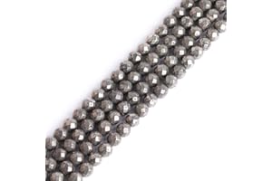 GEM-INSIDE CREATE YOUR OWN FASHION Sweet & Happy Girl'S Store 6mm facettierte Edelstein Silber Grau Pyrit Perlen Strang 15 Zoll Schmuckherstellung Perlen