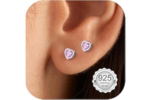 Adramata Boucles d'Oreilles Argent 925 Fille Femme Boucles d'Oreilles Hypoallergéniques Petit Boucles d'Oreilles Fleur Coeur Papillon Mignon Boucle d'Oreille Enfant Fille