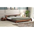 RJ ART Solid Sheesham Wood Low Height King Size Bed Without Storage | Wooden Double Bed | Low Floor/Lying/Rise/Level/Profile Cot Bed for Bedroom Furniture | Rosewood, Honey Finish