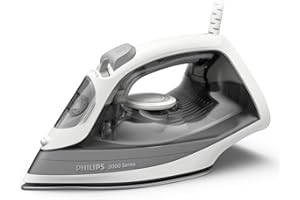 Philips Serie 2000 Ferro da stiro - Fino a 25g/min di vapore. 2000W. Serbatoio 250ml. 4 Impostazioni del vapore. Piastra in ceramica. Leggero per una stiratura rapida e facile. Grigio (DST2020/80)