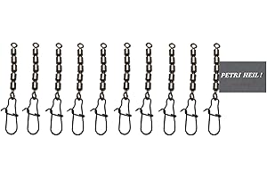 STMK Set: 2 Packungen (insgesamt 10 STÜCK) Behr Fünffach Wirbel mit Karabiner Snap Forellenwirbel Black Nickel, 9-12 Kg+gratis Petri Heil! Aufkleber