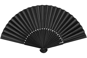 YUKIYI 1 x składany wachlarz ręczny z czarnej tkaniny składany wachlarz ręczny wachlarz rave ręczny składany wachlarz dla kobiet orientalny wachlarz z z tkaniny do tańca, na imprezę, prezenty ślubne, dekoracja DIY, dekoracje do domu
