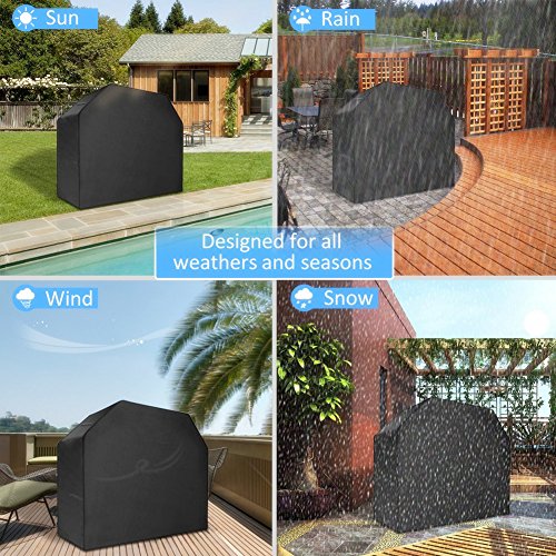 BBQ Grillabdeckung, APOGO Grill-Abdeckhaube Schutzhuelle Haube Wetterschutzabdeckung BBQ Cover für Grill Smoke Barbecue Gasgrill —Schwarz (145*61*117CM) - 2