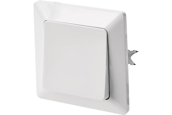 EMOS växelströmbrytare i vitt (glans), strömbrytare med en gungbräda, 250 V ~/10 AX, plast, utan infälld dosa, skyddsklass IP20 för inomhus, 8 x 8 x 5 cm