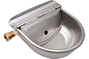 MASXIRCH Bebedero de Acero Inoxidable con Conector, Bebedero Automático con Válvula de Flotador Ajustable para Caballo Perro Ganado Caprino Oveja Cerdo Ganado