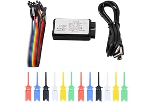 Heevhas Dispositivo analizador lógico USB 24MHz 8CH 8 canales UART IIC SPI Depurar con cable Mini USB + cable hembra + 12PCS juegos de clips de prueba coloridos