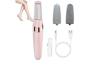 CROWNLITE Portable Electric Foot File, Electric Callus Removers for Feet, Rechargeable Silk 3 pro Hard Skin Remover, Professional Pedicure Tool Waterproof with 2 Rollers for Cracked, Removes Dry Skin(Pink)