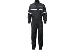 JDC Combinaisonde pluieintégrale pour moto - Shield - Noir - XXL - Longueur Long