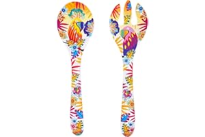 Les Jardins de la Comtesse - Couverts à salade en Mélamine - Perroquets de Bahia - 33 cm - Multicolore - Service de Table de la Vaisselle Quasi-Incassable MelARTmine