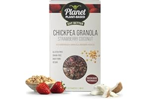 Planet Plant-Based Kichererbsen Bio Granola / Truskawkowy kokos (320 g) / Knupermusli / Bez glutenu / Proteinreich / Vegan / Ballaststoff