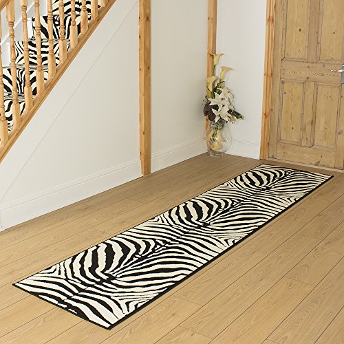 Zebra Black Animal Print - Long Hall & Stair Carpet Runner