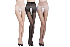 WAENCI Collants de Femmes, Collants Amusants pour Femmes, Collants Minces, Ouverture de l'entrejambe Sexy pour Femmes Voir à Travers Leggings de Dentelle séduisant 3 Paires,ABC, XL